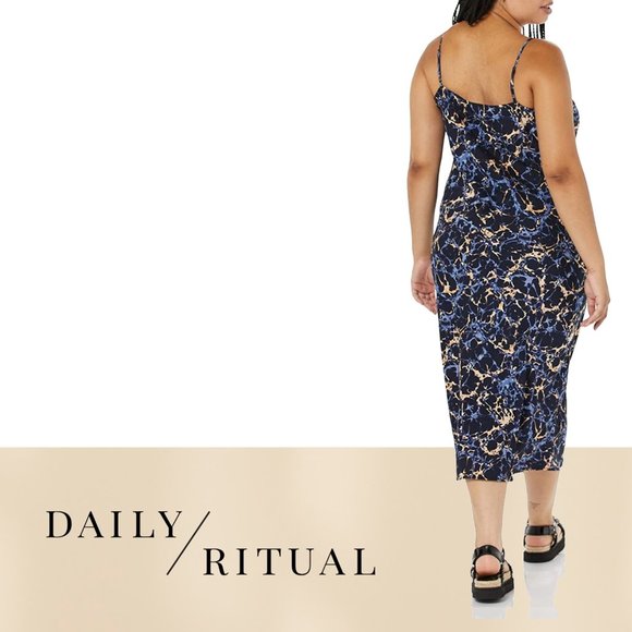 DAILY RITUAL Georgette Sleeveless Midi Slip Dress NEW WITH TAG! - Picture 3 of 7